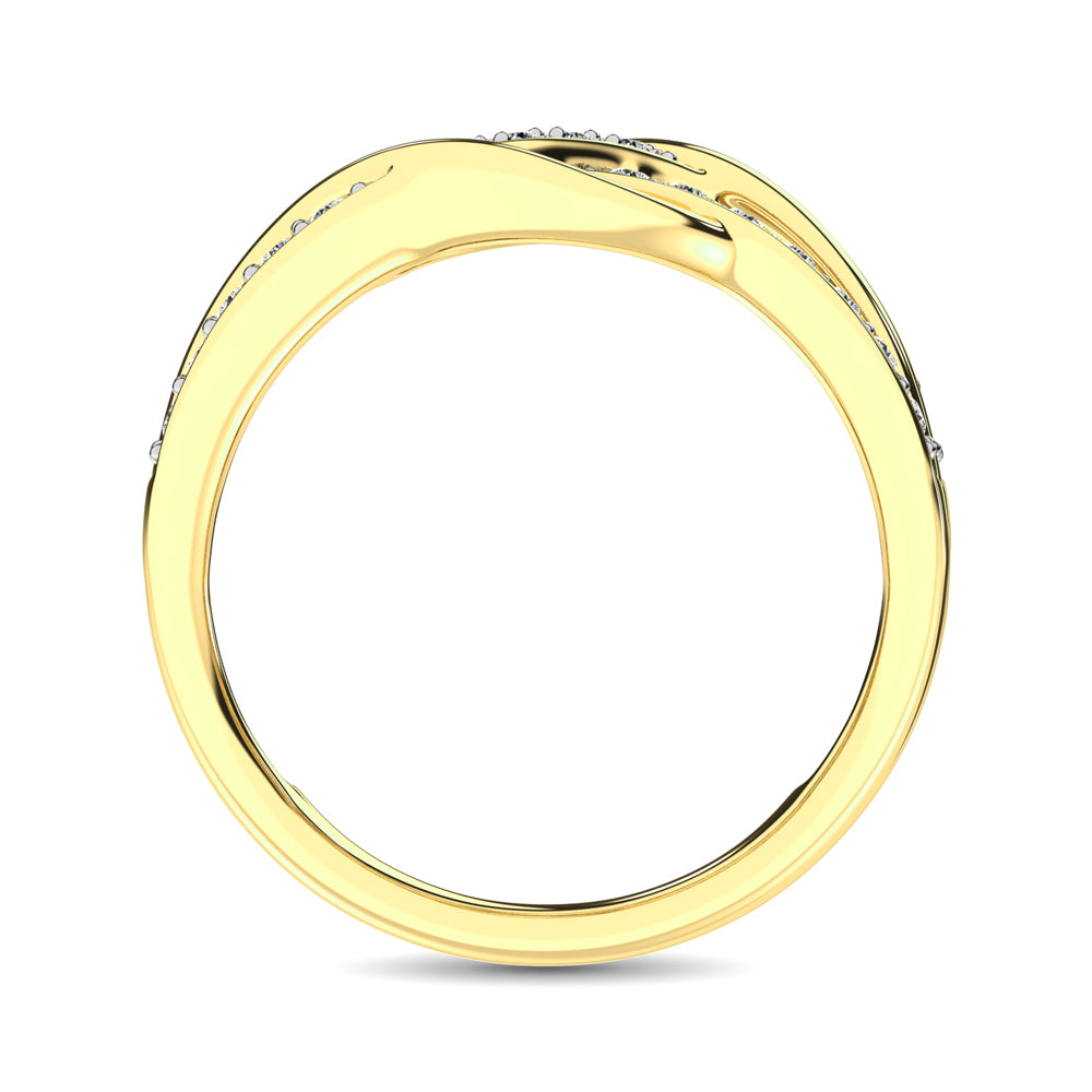 10K Yellow Gold 1/20 Ct.Tw. Diamond Criss Cross Ring