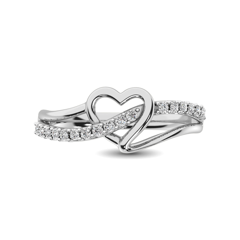 10K White Gold 1/20 Ct.Tw. Diamond Heart Ring