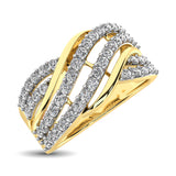 10K Yellow Gold 1/6 Ct.Tw. Diamond Criss Cross Ring