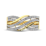 10K Yellow Gold 1/6 Ct.Tw. Diamond Criss Cross Ring