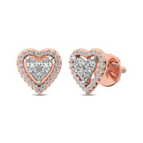 10K Rose Gold 1/3 Ct.Tw. Diamond Heart Stud Earrings