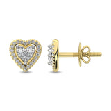 10K Yellow Gold 1/3 Ct.Tw. Diamond Heart Stud Earrings