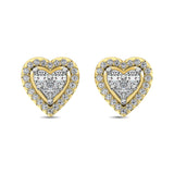 10K Yellow Gold 1/3 Ct.Tw. Diamond Heart Stud Earrings