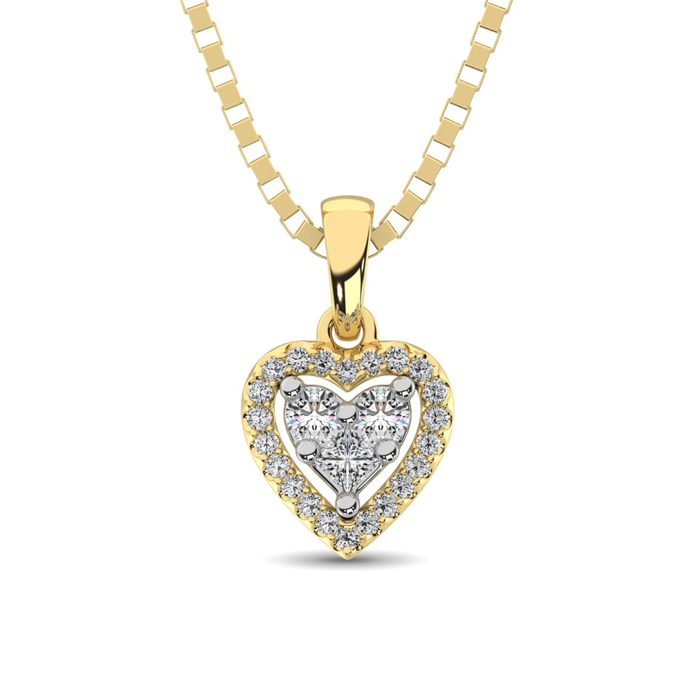 10K Yellow Gold 1/6 Ct.Tw. Diamond Heart Pendant
