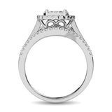 10K White Gold Round and Baguette Diamond 1 Ct.Tw. Engagement Ring