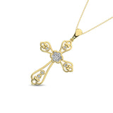 Diamond Accented Lacy Cross Pendant 1/6 Ct.Tw