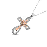 10K Two Tone 1/5 Ct.Tw. Diamond Cross Pendant