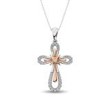 10K Two Tone 1/5 Ct.Tw. Diamond Cross Pendant