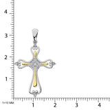 14K Two Tone 1/8 Ct.Tw. Diamond Cross Pendant