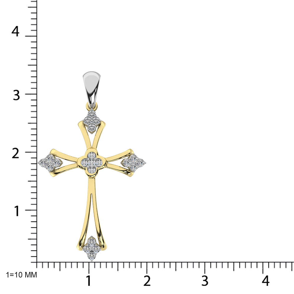 Gothic Style Diamond 1/5 Ct.Tw Cross Pendant in 10K Yellow Gold