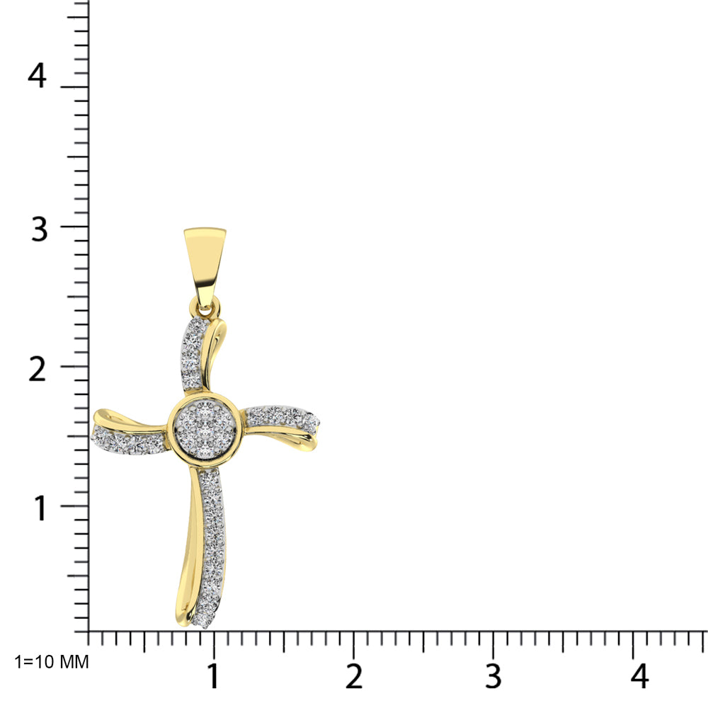 14K Yellow Gold 1/5 Ct.Tw. Diamond Cross Pendant