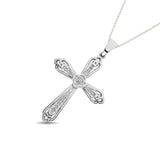14K White Gold 1/6 Ct.Tw. Diamond Cross Pendant