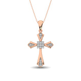 14K Rose Gold 1/6 Ct.Tw. Diamond Cross Pendant