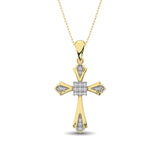 14K Yellow Gold 1/6 Ct.Tw. Diamond Cross Pendant