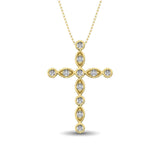 14K Yellow Gold 1/4 Ct.Tw. Diamond Cross Pendant