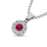 14K White Gold Diamond 1/4 Ct.Tw. and Ruby Pendant