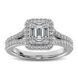 14K White Gold 3/4 Ctw Diamond 5 Stone Baguette Engagement Ring