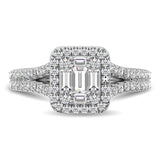 14K White Gold 3/4 Ctw Diamond 5 Stone Baguette Engagement Ring