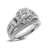 14K White Gold 1 1/2 Ctw Round Cut Diamond Engagement Ring