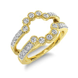 14K Yellow Gold 2/5 Ct.Tw. Diamond Guard Ring with Milgrain Detail