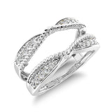 14K White Gold 1/4 Ct.Tw. Diamond Rope Texute Guard Ring