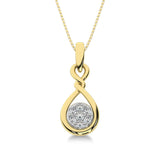 10K Yellow Gold 1/4 Ct.Tw. Infinity Pendant With Accent Of 10K White Gold