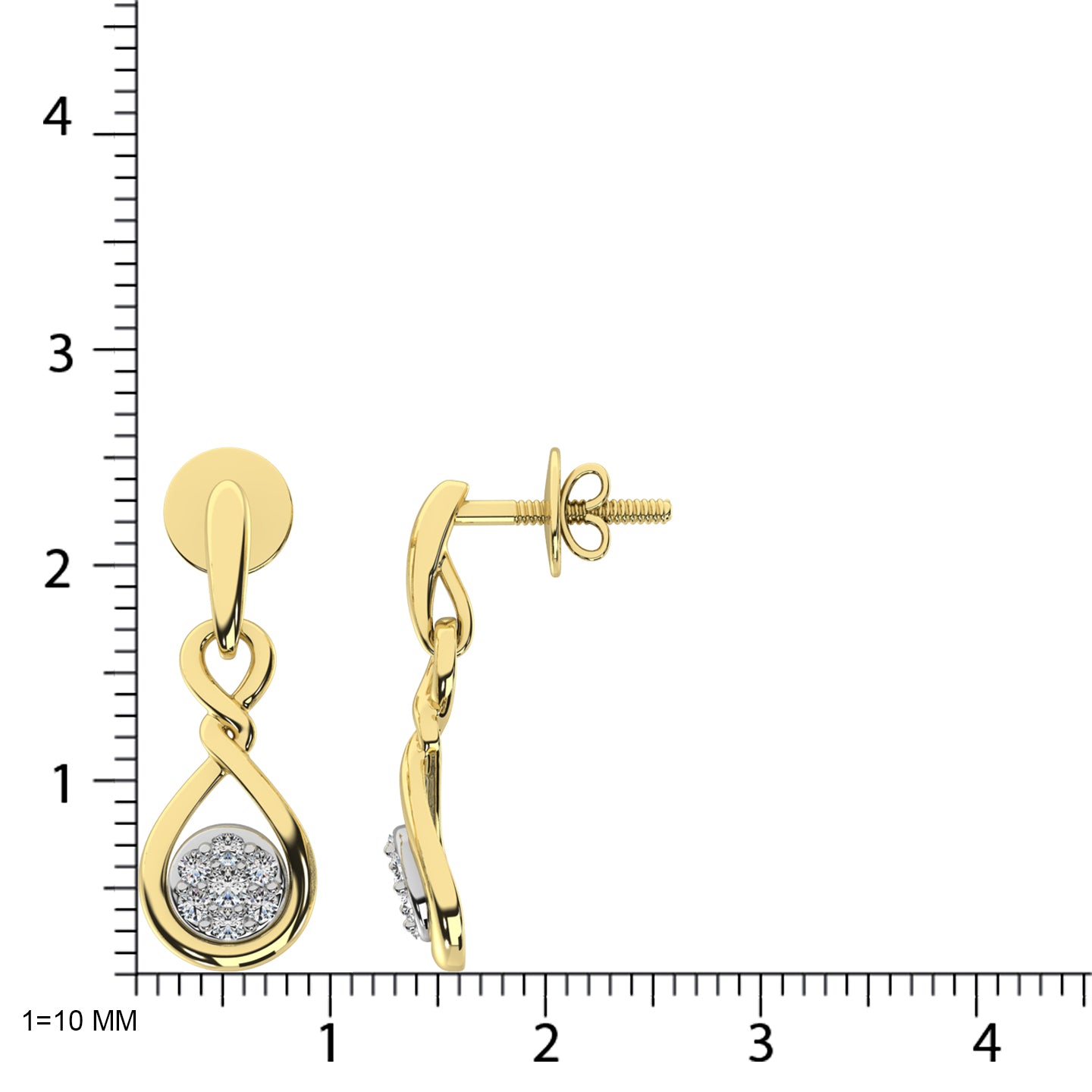 10K Yellow Gold 1/4 Ct.Tw. Diamond Danglers Earrings