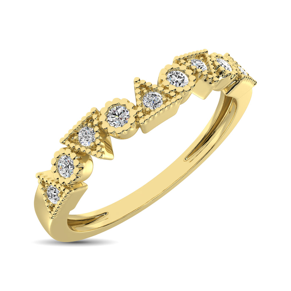 Trigale and Round Shape Diamond 1/10 ctw Band Ring in 14K Yellow Gold