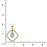10K Yellow Gold 1/4 Ct.Tw. Diamond Square Shape Pendant with Dangler