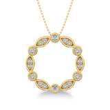 10K Yellow Gold 1/4 Ct.Tw. Diamond Round & Marquise Frame Pendant