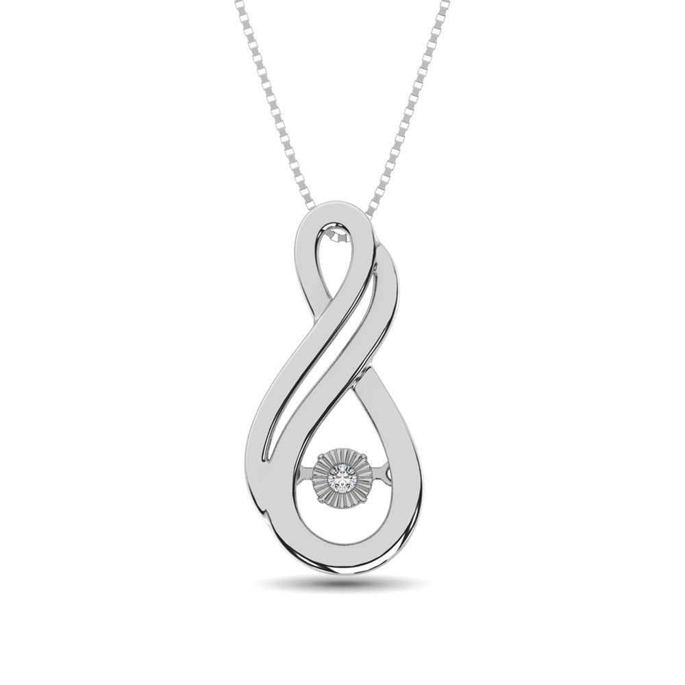 Sterling Silver Moving Diamond Accent Infinity Pendant