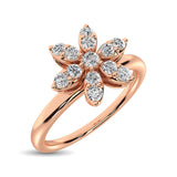 10K Rose Gold 1/4 Ctw Diamond Flower Ring