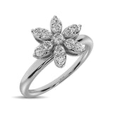 10K White Gold 1/4 Ctw Diamond Flower Ring