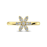 10K Yellow Gold 1/4 Ctw Diamond Flower Ring
