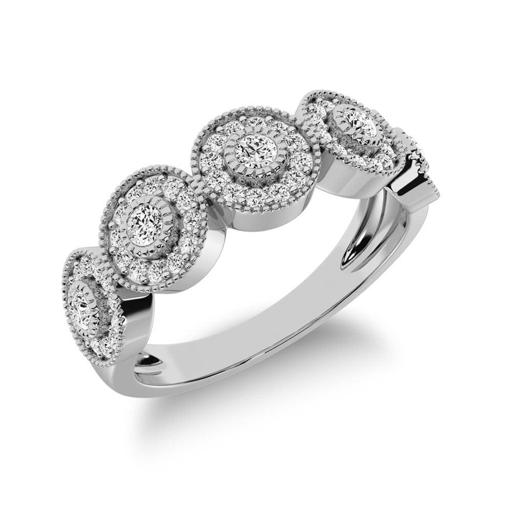 10K White Gold 2/5 Ct.Tw. Diamond Fashion Ring With Milgrain Detail