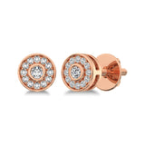 10K Rose Gold 1/6 Ct.Tw. Diamond Round Shape Stud Earrings
