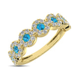 14K Yellow Gold 5/8 Ct.Tw. Diamond & Blue Sapphire Stackable Band