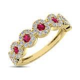 14K Yellow Gold 5/8 Ct.Tw. Diamond & Ruby Stackable Band
