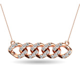 14K Rose Gold 1/4 Ct.Tw. Diamond Curb Chain Pattern Necklace