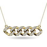 14K Yellow Gold 1/4 Ct.Tw. Diamond Curb Chain Pattern Necklace