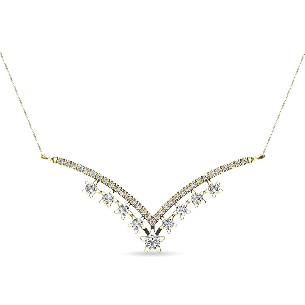 14K Yellow Gold 1/3 Ct.Tw. Diamond  Star Necklace