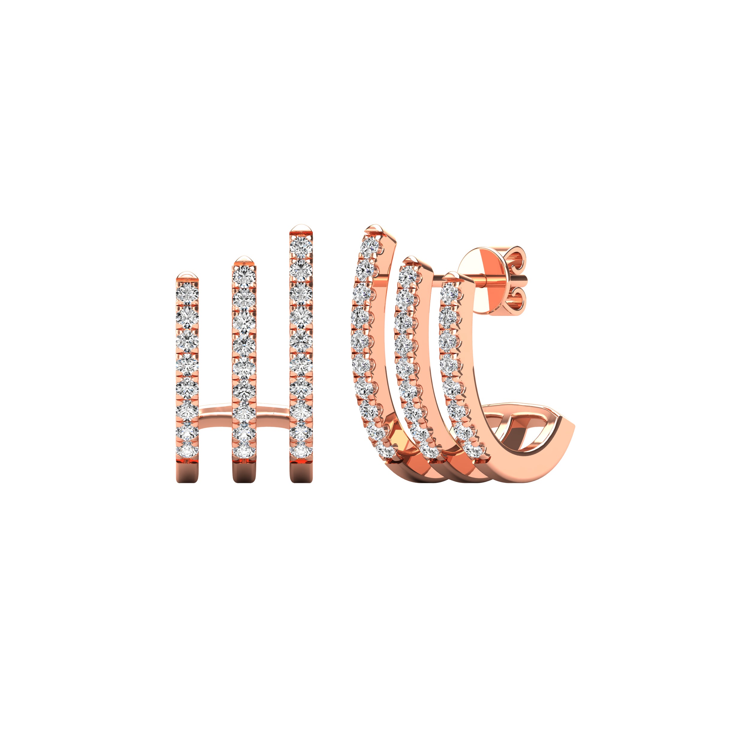 14K Rose Gold 1/4 Ct.Tw. Diamond Fashion Earrings