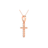 10K Rose Gold 1/20 Ct.Tw. Diamond Accent Cross Pendant