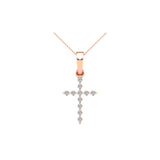 10K Rose Gold 1/20 Ct.Tw. Diamond Accent Cross Pendant