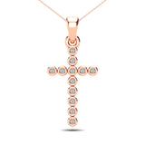 10K Rose Gold 1/20 Ct.Tw. Diamond Accent Croos Pendant
