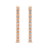 14K Rose Gold Diamond 9/10 Ct.Tw. In and Out Hoop Earrings