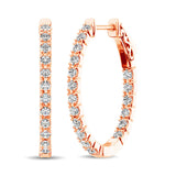 14K Rose Gold Diamond 9/10 Ct.Tw. In and Out Hoop Earrings