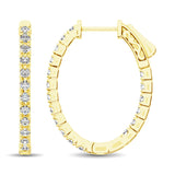 14K Yellow Gold Diamond 9/10 Ct.Tw. In and Out Hoop Earrings