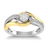 10K Two Tone 1/4 Ct.Tw. Diamond Twisted Ring