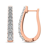 10K Rose Gold Diamond 1 Ct.Tw. Classic Hoop Earrings